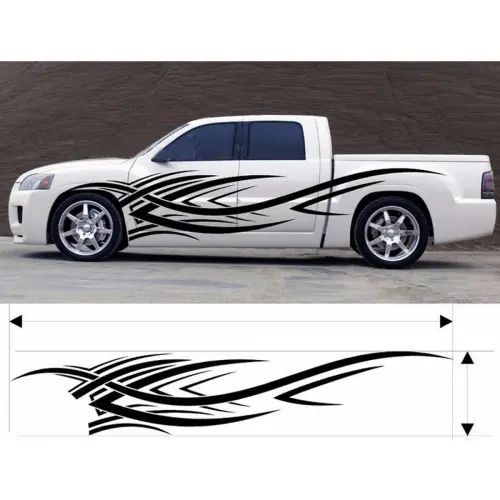 A Pair of Flame Car Vinyls PVC Stickers for Car Lovers - 4 X 1 Feet - Black - 2 Pieces