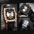 Tevise T802B Men Watch Moon Phase Tourbillon Rectangle. 