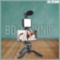 Indoor Remote Control Vlogging Video Making Plastic Professional Desktop Phone Kits Set with Microphone LED Fill Light Mini Tripod. 