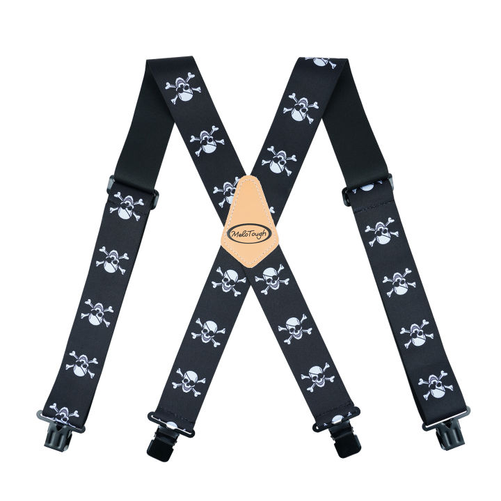 Suspenders Man For Pants 2" Wide Adjustable and Elastic Braces X Shape With Strong Clips - Heavy Duty Elastic Braces For Men