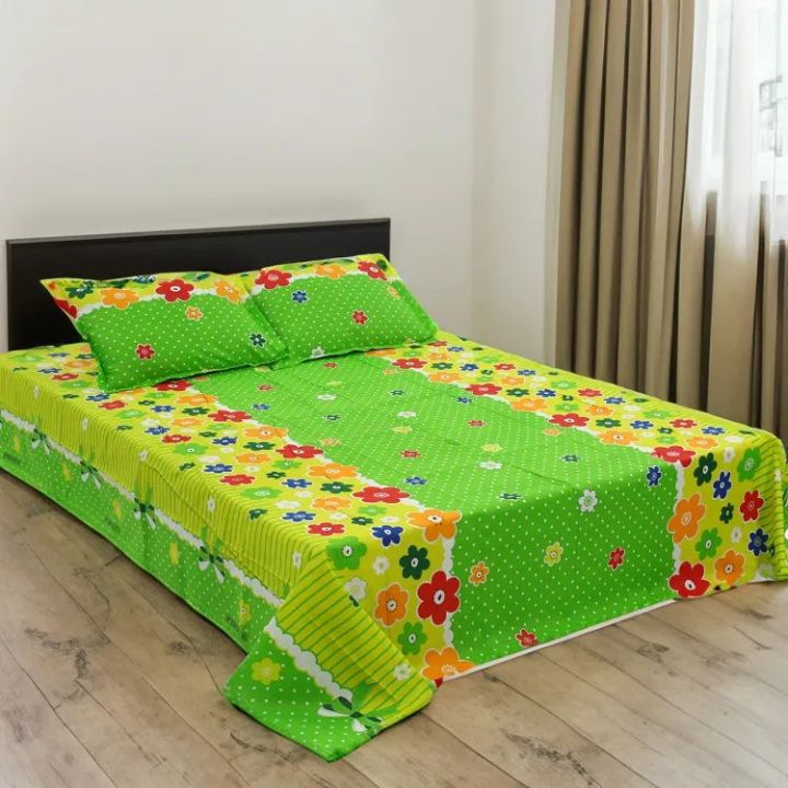Double%20King%20Size%20(7%20x%207.8%20Feet)%20Cotton%20Blend%20Flat%20Type%20Hand%20Washable%20Bed%20Sheet%20Set%20With%20Matching%202%20Pillow%20Covers%20-%20Image%204