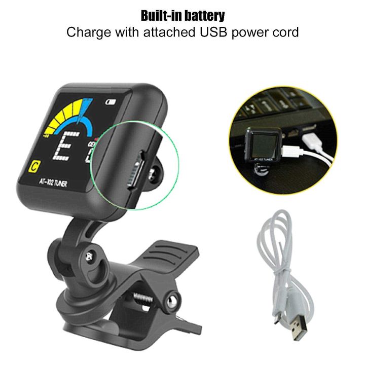 Aroma%20Guitar%20Tuner,%20Violin%20Tuner%20Guitar%20Clip%E2%80%91on%20Tuner%20USB%20Rechargeable%20Built%E2%80%91in%20Battery%20Violin%20Ukulele%20Tuner%20AT%E2%80%91102%20Black%20-%20Image%205