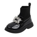 Children Fashion Boots Girls Rhinestone Princess Boots Square Buckle Breathable Kids Sock Shoes 2024 Spring Autumn New.