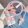 Cute Blue Flower Charger Cable Protector For Iphone15 14 13 18W20W Original Charger Protector Data Line Spiral Winder Protective. 
