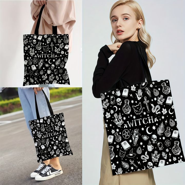 Mystical%20Witch%20Tote%20Bag%20with%20Skull,%20Potion%20&%20Star%20Design%20,%20with%20Fixed%20Shoulder%20Straps%20for%20Halloween%20Parties%20-%20Image%204