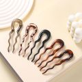 U-Shaped Hair Fork Fashion Tortoiseshell Acetate Acrylic Hairpin Geometric Headwear Hair Sticks Women Girls Hair Accessories. 