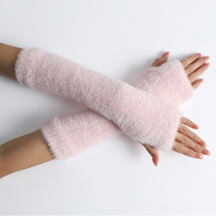 Pink%20Fingerless%20Gloves%20Y2K%20Wrist%20Warmers%20Arm%20Warmers%20Gloves%20for%20Women%20Chic%20Streetwear%20Fall%20Winter%20Mink-Like%20Velvet%20Gloves%20-%20Image%202