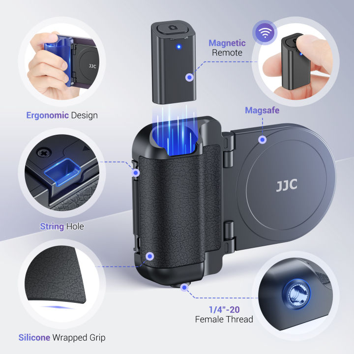JJC%20Magnetic%20Phone%20Camera%20Grip%20Handle%20Selfie%20Bracket%20with%20Wireless%20Shutter%20Remote%20with%201/4%E2%80%9D%20Tripod%20Screw%20for%20iPhone%2017%2016%2015%2014%20-%20Image%203