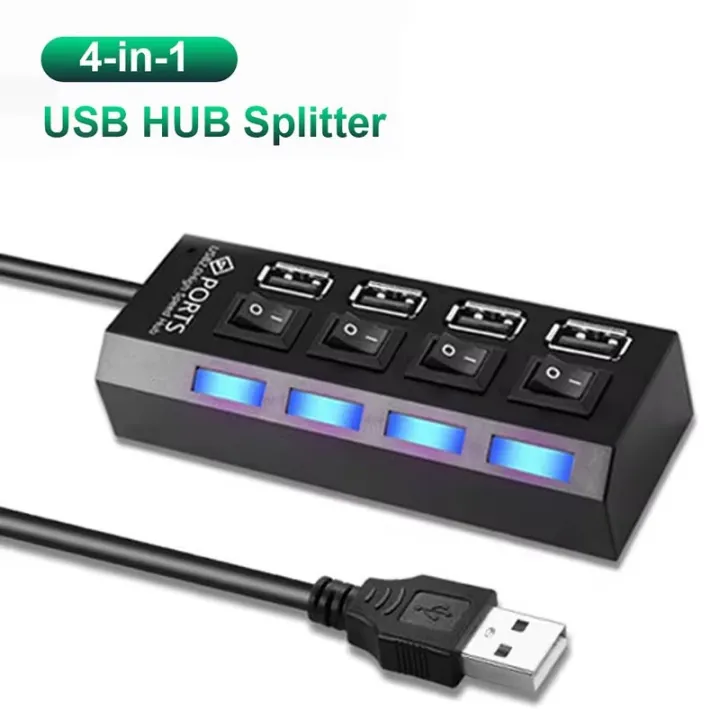 High Speed 4 Port USB 2.0 Extension Hub Adapter Multi USB Splitter ...