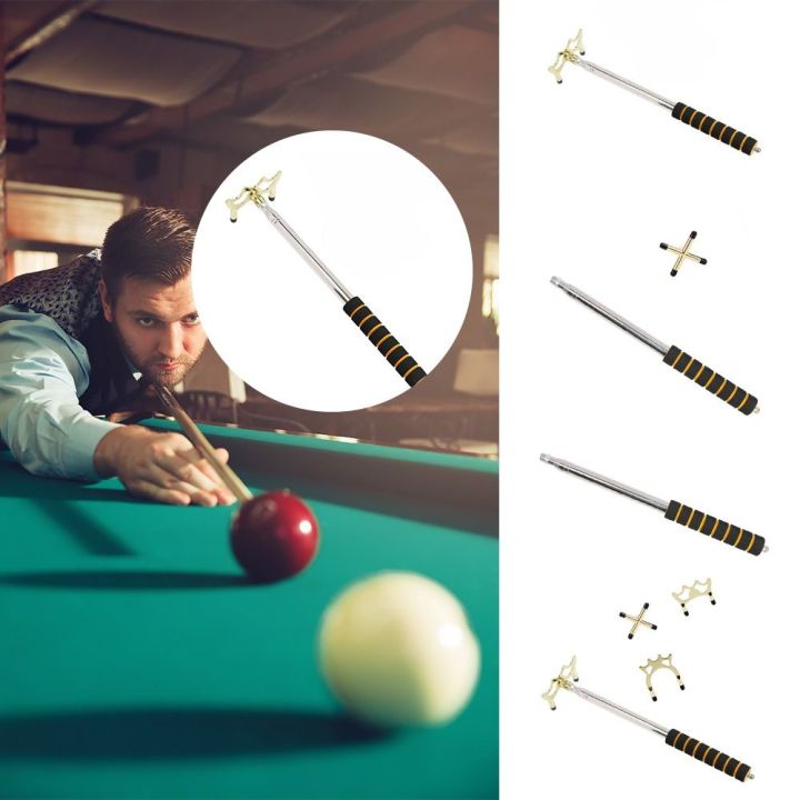 Stainless Steel Telescopic Billiards Pool Cue Removable Bridge Head Anti-Slip Retractable Billiard Bridge Stick Golden
