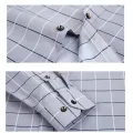 2024 New Men's Business Casual Shirt Long Sleeved Cotton Comfortable Breathable Plaid Striped Shirts for Man Color Stitching. 