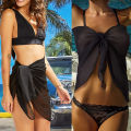 Women Short Sarongs Swimsuit Coverups Beach Bikini Wrap Sheer Short Skirt Chiffon Scarf Cover Ups for Swimwear. 