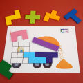 Wooden Shape Matching Puzzle Table Game Tangram Math Toys Building Blocks Board Geometric Shape Sorting Toy Colorful Puzzle Toy. 