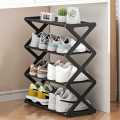 Four-layer multifunctional home storage folding shoe rack, space-saving and easy-to-assemble storage organizer.