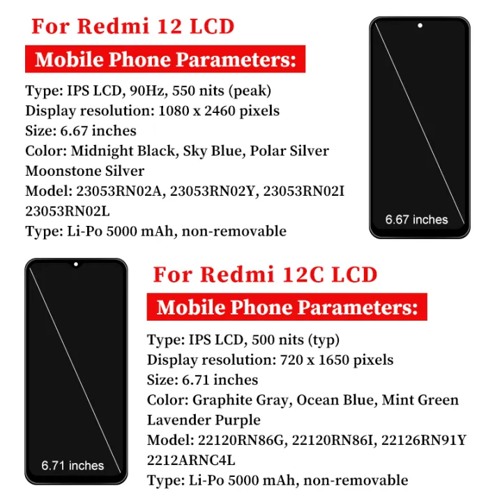 AAA+%20IPS%20For%20Xiaomi%20Redmi%2012C%20LCD%20Poco%20C55%20Display%2022120RN86I%20Touch%20Screen%20For%20Redmi%2012%20LCD%20Digitizer%20Assembly%20Replacement%20Parts%20-%20Image%202