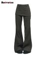 Botvotee Fake Two-Piece Plus size Wide Leg Jeans for Women 2025 New Y2k Fashion Streetwear High Waisted Flare Denim Pants. 