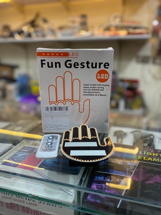 Car LED Gesture Light Car Finger Light with Remote Road Rage Signs Middle Finger Thumb Hand Lamp