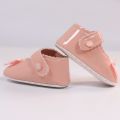 Baby Girls Leather Bowknot Princess Shoes, Non-slip Hook And Loop Fastener Single Shoes Trendy Elegant Crib Shoes Prewalker Shoes. 