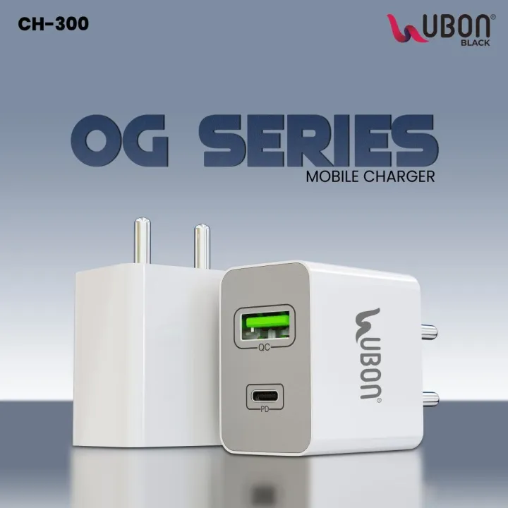 UBON%2025W%20Mobile%20Charger%20%7C%20CH-300%20OG%20Series%20%7C%20Type%20C%20+%20USB%20Power%20Adapter%20-%20Image%202