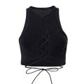 Bandage Black  Backless Tank Tops for Women Lace Up Sleeveless Summer Top Cropped Club Party Fashion Outfits crop top. 