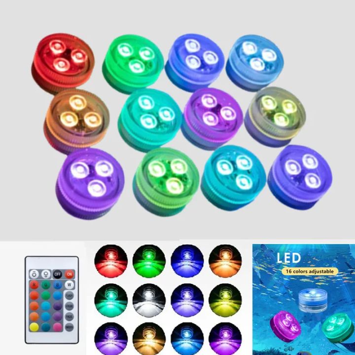 Remote Control CoSubmersible 3 LED Underwater Light With Battery RGB ...