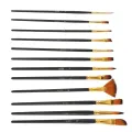 Multi-functional Watercolor Gouache 12 Pcs Short Wood Rod Oil Painting Brush Set Art Tool Beginner Nylon Hair Acrylic Materials. 