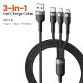 Toocki 3 in 1 USB Cable 6A 100W Micro USB Type C Charging Cable For iPhone 14 13 12 13 Data Cord.