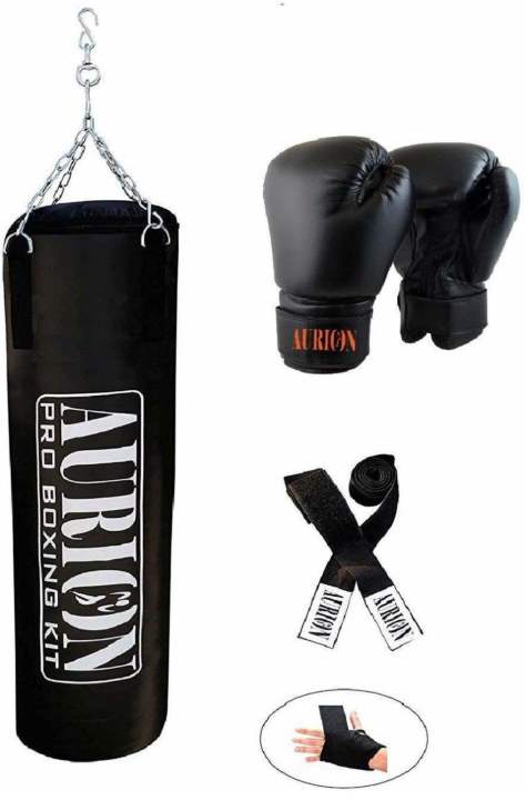 Aurion%20by%2010Club%20Unfilled%20Punching%20Bag%20with%20Boxing%20Glove%2012%20Oz%20Hand%20wraps%20Hanging%20Bag%20Hanging%20Bag%20%20(4Ft,%2048%20inch)%20-%20Image%202