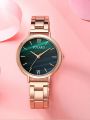 2PCs Women's Fashion Trend Retro Contrast Color Steel Band Quartz Watch+Bracelet Combination Set. 