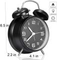 4 Inch Twin Bell Loud Alarm Clock Metal Frame 3D Dial with Backlight Battery Operate Desk Table Alarm Clock For Home and Office. 