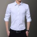 New Plus Size 6XL 7XL 8XL White Shirt Slim Solid Color Long-sleeved Shirt Business Casual Shirt Men's Brand Classic. 