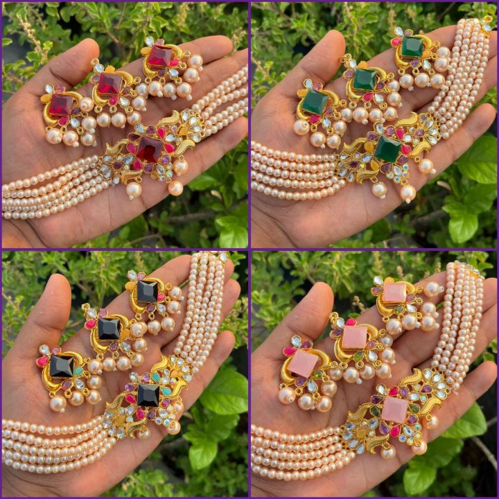 Pearl Choker Set With Tikly for Girls And Women