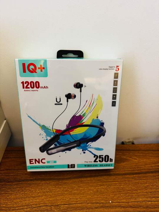 IQ+ Q10 Original Wireless Neckband Headset (ENC, 1200mAh Battery, 250h ...