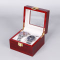 WellZone 2/3 Slots  Promotion Red Wooden/PU Watch Box  With Pillow Leather Wristwatch Display Case Organizer For Holiday . 