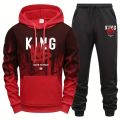 King Printing Mens Tracksuit Casual Splash-ink Hooded Sweatshirt+Pants Set Sports Jogging Suit Outdoors Street Men Clothing 2025. 