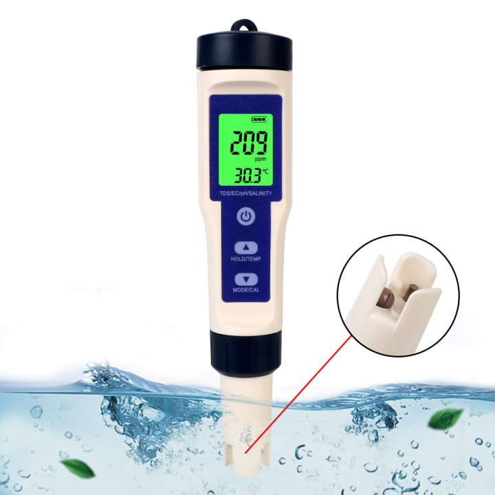 Water Quality Detector Purity Measure Tool Temperature Hydrogenrich Meter 5 in 1 PH/TDS/EC/SALT