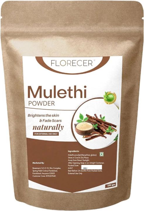 Mulethi Powder For Face, Hair | Organic Yashtimadhu Powder, Liquorice (Licorice) Powder for Skin - 100 Gram
