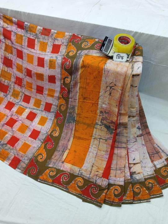 Comilla%20Batik%20Half%20Silk%20Sharee%20Women's%20Fashionable%20Traditional%20Sari%20Blouse%20Included%20-%20Image%204