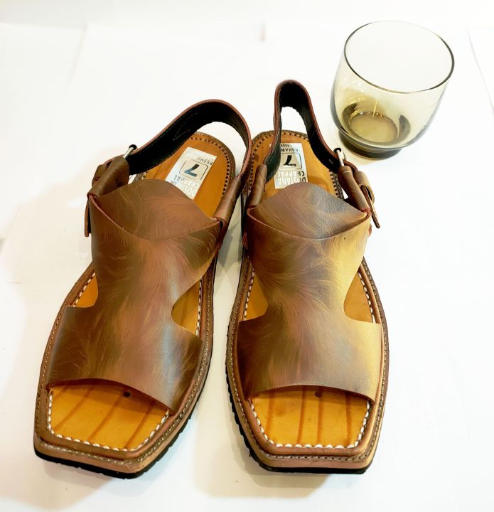 Kheri Peshawri chappal, plane Original leather sandal Nawab Kheri