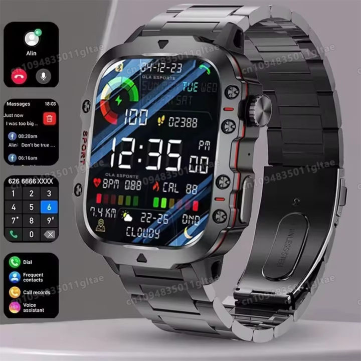 Men Smart Watch Bluetooth Call Fitness Clock Heart Monitor 5ATM Swim Waterproof Sport Smartwatch for IOS Android 2026