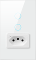 AVATTO Tuya WiFi/Zigbee Smart Light Switch with Socket,Brazil Stand 16A Touch Button Wall Switch,Work for Alexa  Home lightify. 