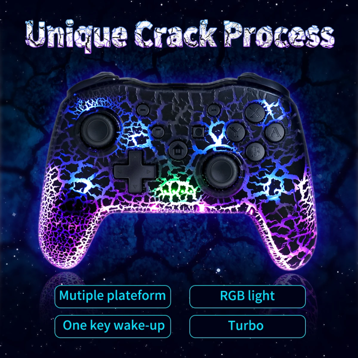 GAMINJA RGB Wireless Gamepad CRACK PROCESS For Switch TV Box PS3 Joystick Controller Six axis gyroscope Dual Vibration