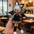 The New Hot Selling Ob11 Doll Clothes Personality Cat Ear Shape Decoration Simplicity and Fashionable Personality Striped Suit.