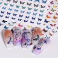 3pcs Luminous Butterfly Nail Decal Stickers Colorful Blue Butterfly Series Design Glow In The Dark Night Polish Sliders Manicure.