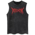 Summer Men's Retro Printed Washed Cotton Vest Muscle Gym Sleeveless Workout T Shirts Fashion Running Beach Loose Cutoff Tees.