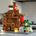 3687-Piece Hongyao Cave Building Block Set - Mixed Colors, Enhances Creativity and Concentration, Features Traditional East Asian Architecture. 