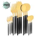 Black Gold 20Pcs Dinnerware Set Stainless Steel Dinner Knife Fruit Fork Spoon Cutlery Set Kitchen Tableware Flatware Set.