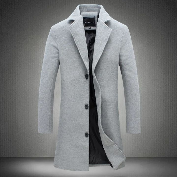 2024%20Spring%20Autumn%20New%20Long%20Cotton%20Coat%20New%20Wool%20Blend%20Pure%20Color%20Casual%20Business%20Fashion%20Men's%20Clothing%20Slim%20Windbreaker%20Jacket%20-%20Image%205