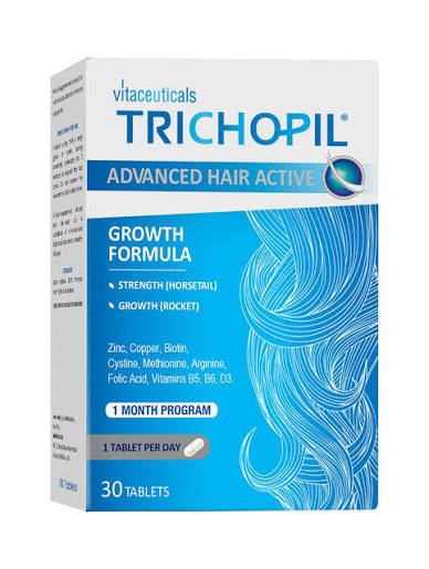 Trichopil Advanced Hair Active Growth Formula 30 Tablets | Biotin, Zinc & Vitamins for Hair Growth & Hair Strength
