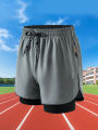 Summer Men Running Shorts Fitness Gym Training 2 in 1 Sports Shorts Quick Dry WorkoutJogging Double Deck Shorts. 